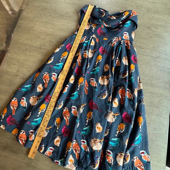 Anthropologie Maeve Colorful Strapless Bird Dress, Size 6 - Picture 7 of 10